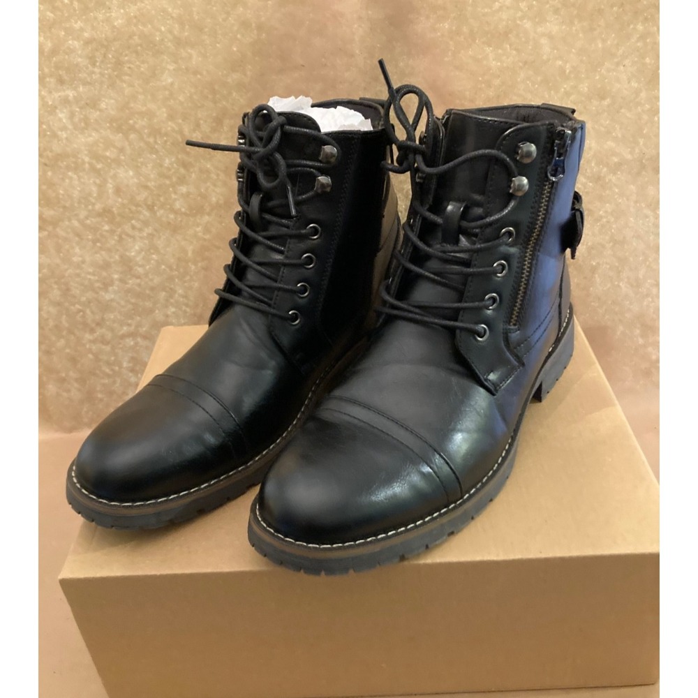 Vostey Milan Men's Black Casual Motorcycle Ankle Boots 10.5 BMY678A Worn Once